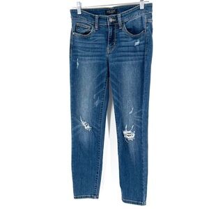 Judy Blue Medium Dark Mix Washed Stretch Distressed Boyfriend Fit Denim Jean